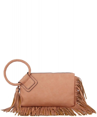 Fringe Cuff Clutch Tassel Wristlet Clutch JY-0378 BLUSH